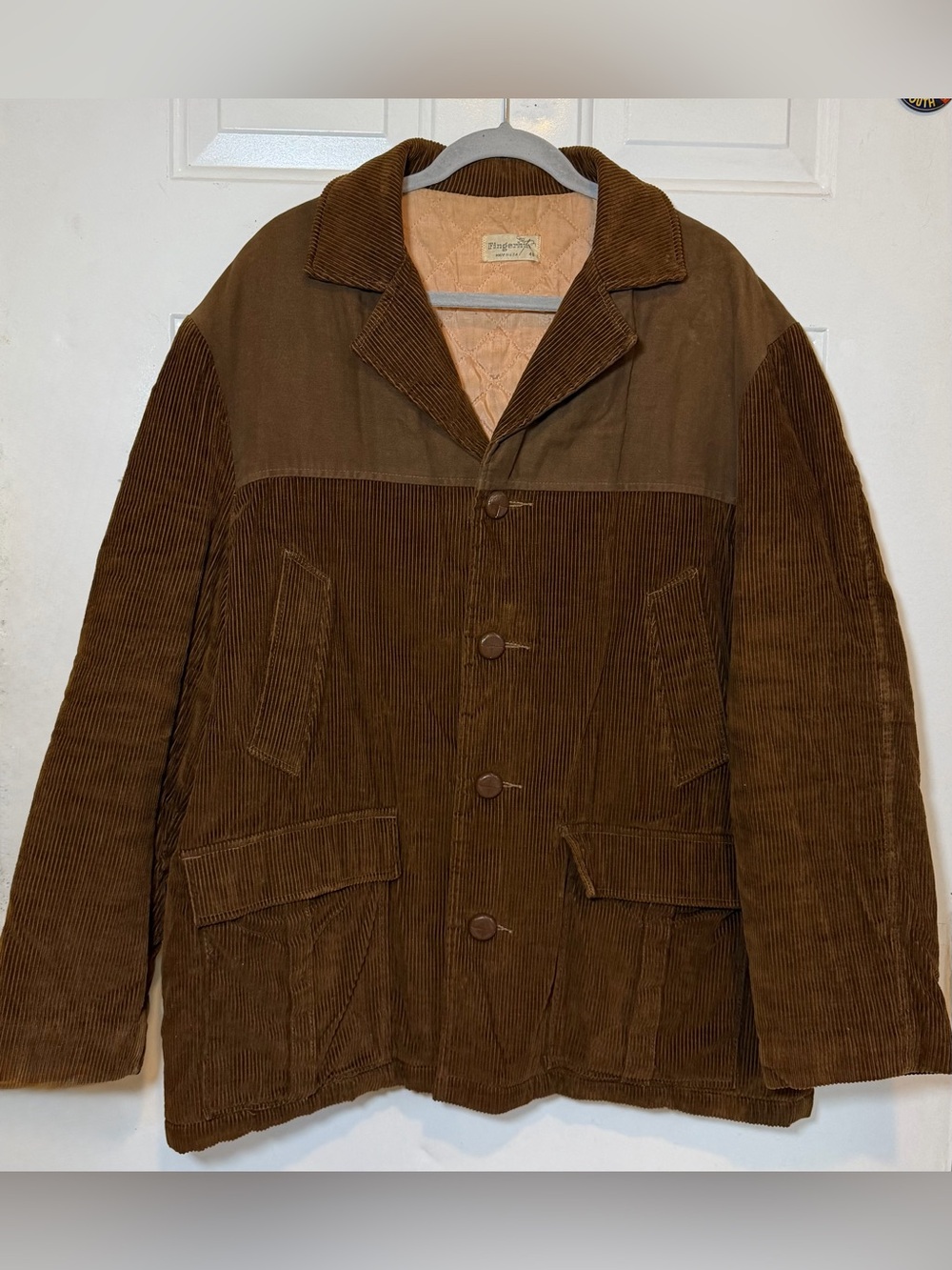 Fingerhut Fashions Size 48 Vintage Brown Corduroy Lined Coat Jacket Buttoned